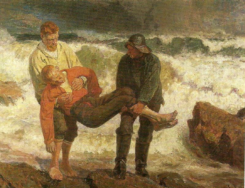 Laurits Tuxen den druknede bringes i land China oil painting art